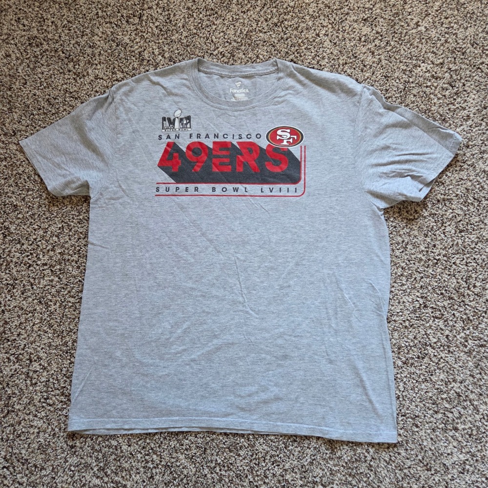 Fanatics San Francisco 49ers Super Bowl LVIII Roster T-Shirt Mens XL Gray NFL - Picture 2 of 9